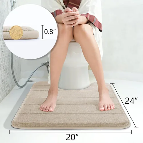 Miniatura 2 de Yimobra Alfombra de baño de espuma viscoelástica de tamaño grande de 24 x 17 pulgadas + forma de U de 24 x 20 pulgadas, suave y cómoda, súper