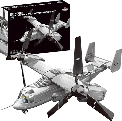 Apostrophe Games V-22 Osprey Tiltrotor - Juego de bloques de construcción de aviones – 460 piezas de avión para niños mayores de 10 años y adultos –