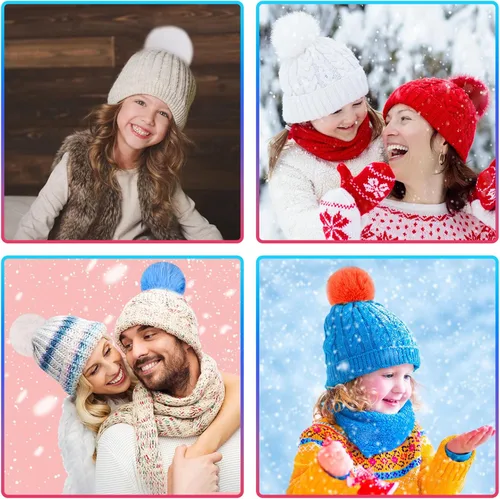 Miniatura 6 de BQTQ 40 pompones de piel sintética con lazo elástico, pompones esponjosos de piel sintética de conejo para sombreros, gorros, zapatos, bufandas