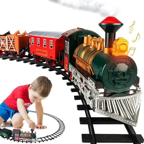 Juego de tren eléctrico para niños de 4 a 8 años | Juego de trenes para niños de 4 a 8 años | Juegos de trenes a batería con luces y sonidos, motor