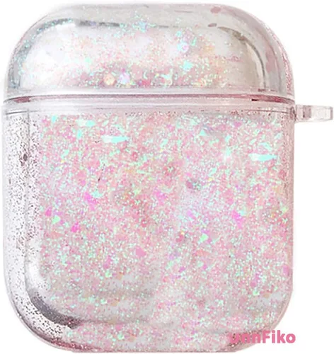 Miniatura 7 de UnnFiko Bling Quicksand - Funda compatible con AirPods 1 y 2, bonita funda protectora líquida brillante, divertida y creativa, dura y transparente