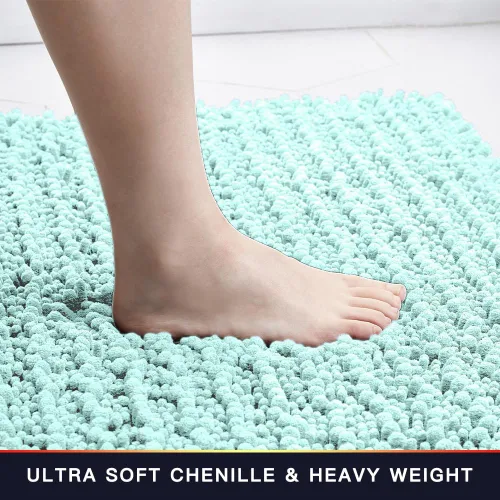 Miniatura 78 de Walensee Alfombra de baño antideslizante (24x17 pulgadas, rosa polvoriento) absorbente de agua, súper suave, lanuda de felpilla, lavable a máquina