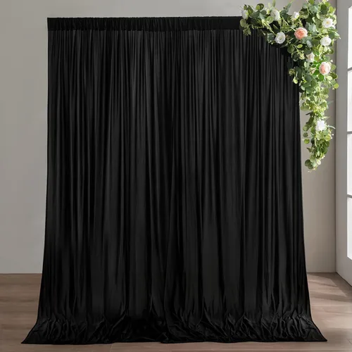 Miniatura 22 de Cortinas tipo telón de 10 x 10 pies sin arrugas de color azul bebé para fiestas, cortinas tipo telón de tela gruesa para foto de boda, cumpleaños