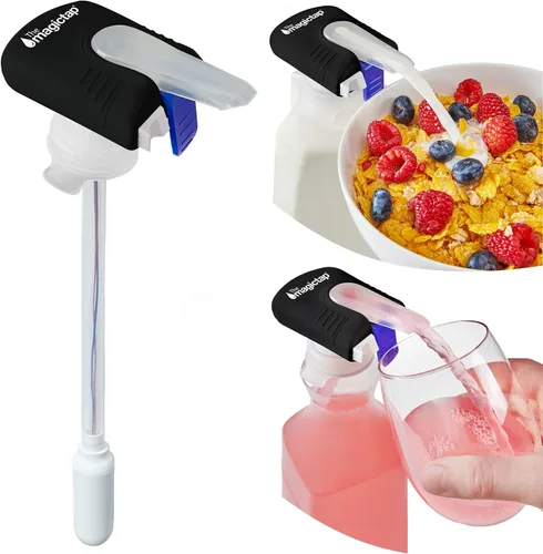 The Magic Tap Dispensador automático de bebidas, dispensador de bebidas manos libres para refrigerador, perfecto para leche, jugo, regalos para Negro
