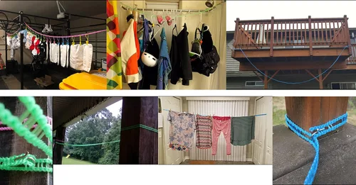 Miniatura 5 de Paquete de 2 cuerdas de nailon resistentes al viento, cuerda de secado de ropa de viaje, cuerda portátil para colgar en interiores y exteriores