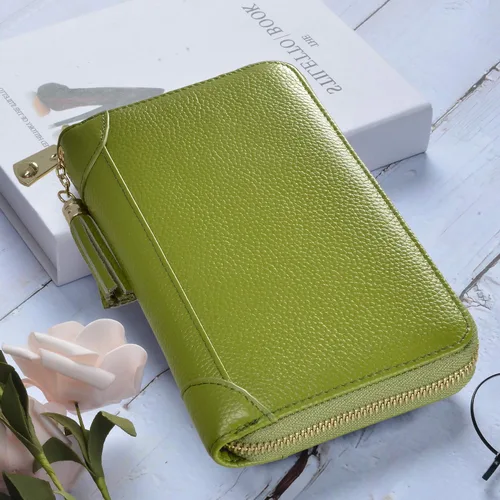 Miniatura 2 de Easyoulife - Monedero de cuero con cremallera, billetera portatarjetas para mujer, bloqueo RFID