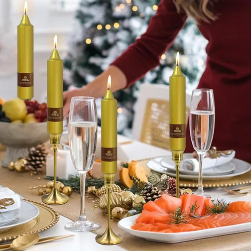 Miniatura 33 de Velas en espiral de Navidad, velas cónicas doradas, 10 pulgadas, sin perfume, para regalo de invierno, vacaciones, Navidad, decoración del hogar