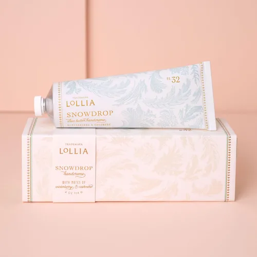 Miniatura 3 de LOLLIA Snowdrop Handcreme, 3.3 onzas, 113 g, Fragancia de baya de invierno y cachemira, crema hidratante de lujo para manos con manteca de karité