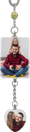 Miniatura 16 de Decoración de espejo retrovisor con foto personalizada: adornos de diamantes para mujer, accesorios lindos para automóviles