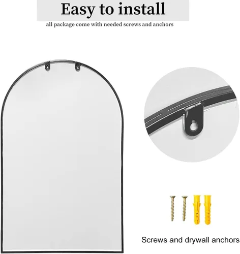 Miniatura 5 de Dewfig Espejo de Pared con Ventana Arqueada, 30"x20" Espejos de Panel de Ventana, Espejos de Tocador para Baño, Dormitorio, Entrada, Sala de Estar
