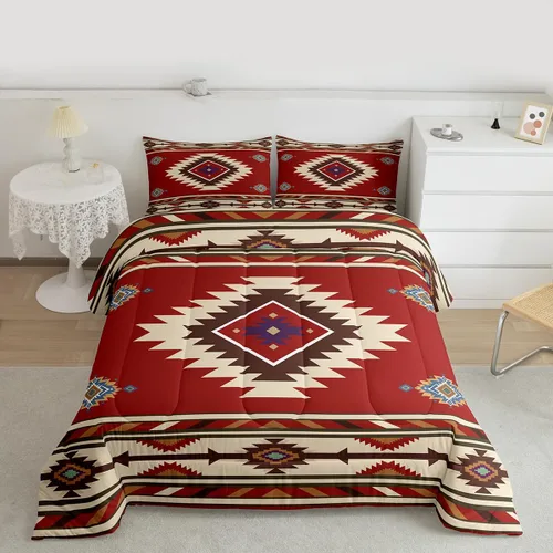 Miniatura 12 de Feelyou Juego de edredón geométrico del suroeste para niños y niñas, edredón nativo del suroeste, tamaño individual, juego de ropa de cama