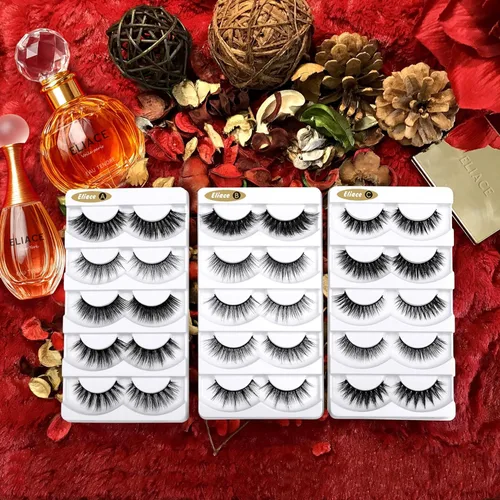 Miniatura 2 de Eliace Pestañas de visón 3D de aspecto natural, 15 estilos mixtos, 15 pares de pestañas postizas, paquete a granel, hechas a granel, hechas a mano