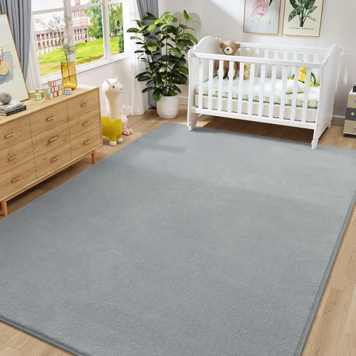 Miniatura 8 de Amearea Alfombras Modernas de Área para Dormitorio Sala de Estar, 4x6 Pies Gris Alfombra de Espuma Viscoelástica Engrosada, Alfombras Mullidas
