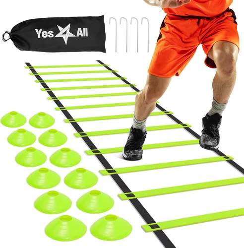 Yes4All Agility Ladder – Adjustable Speed & Agility Training Equipment for All Ages – Durable, Portable, Multiple Combo Sets Available B. Combo Lima
