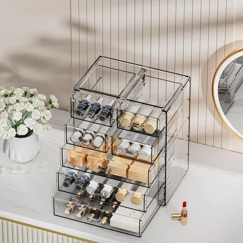Miniatura 3 de Organizador de maquillaje grande de acrílico transparente, organizador de joyas, organizador de maquillaje perfecto y almacenamiento para tocador