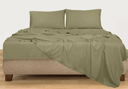 Miniatura 8 de ROYALE LINENS Juego de sábanas de 300 hilos de 100 % algodón peinado de fibras largas, 4 piezas, 1 sábana bajera, 1 encimera y 2 fundas de almohada