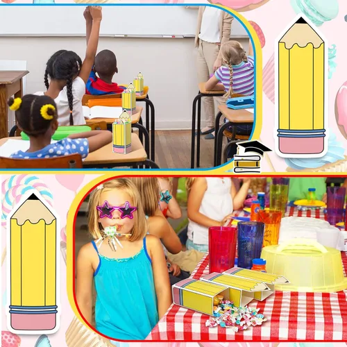 Miniatura 6 de Harloon 24 cajas de dulces para lápices de regreso a clases, soportes para palomitas de maíz, bolsas de regalo para profesores, regalos de fiesta