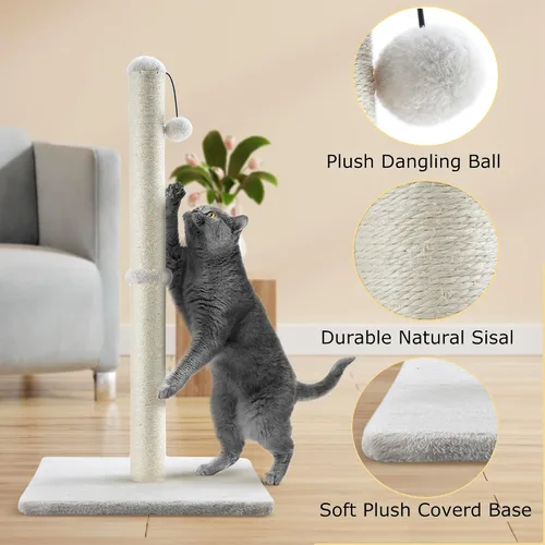 Miniatura 3 de Dimaka - Rascador de gato de 29 pulgadas de alto, con cuerda de sisal y cubierto con suave felpa suave, rascador vertical [estiramiento completo]