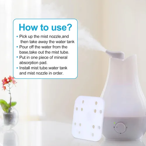 Miniatura 4 de Breling Almohadillas de filtro humidificador, almohadilla de absorción mineral, almohadillas de nailon para humidificador de descalcificación