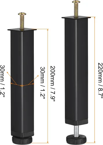 Miniatura 2 de uxcell Soporte de marco de cama de altura ajustable, patas de repuesto para riel de cama, soporte central para patas elevadoras