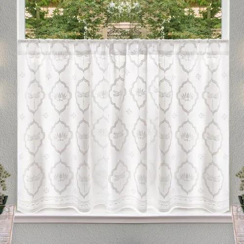 Miniatura 13 de Saffron Marigold Cortinas de Algodón de Media Cocina para Ventanas Pequeñas, Baño y Café Estampadas a Mano con Bloque Moonlit Taj - Diseño Bohemio