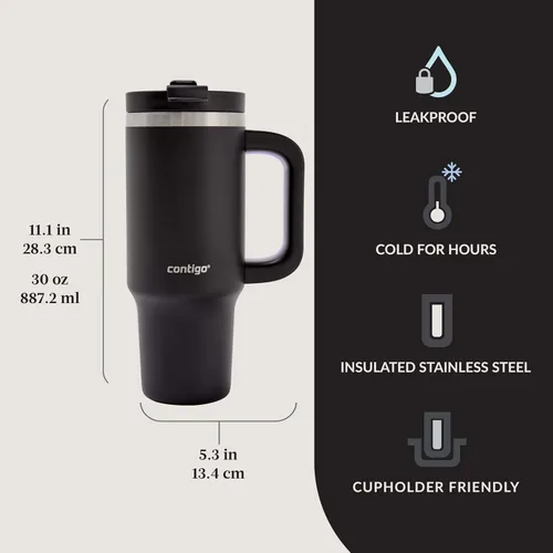Miniatura 2 de Contigo Streeterville 30 onzas Vaso, Acero Inoxidable con Aislamiento al Vacío, Resistente a Fugas, Mantiene el Frío durante 29 Horas, Cabe