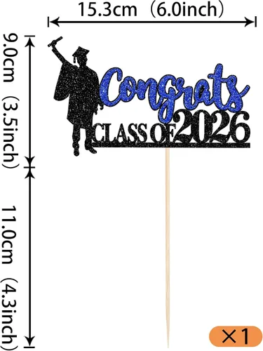 Miniatura 2 de 1 paquete de decoración para tarta de graduación para niña, con purpurina, para diploma, decoración para adultos mayores 2026, para niñas, escuela