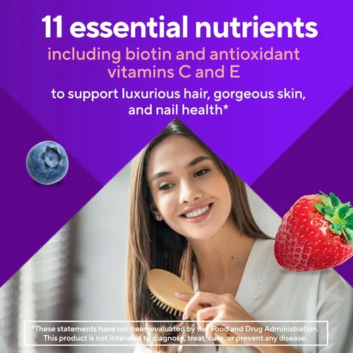 Miniatura 5 de Vitafusion Magníficas vitaminas gomosas multivitamínicas para cabello, piel y uñas, además de biotina y vitaminas antioxidantes C y E, sabor a