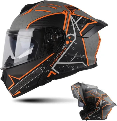 Miniatura 10 de Modular Motorcycle Helmet for Men Women, Flip Up Full Face to Open Face Helmet, DOT & FMVSS 218 Certified, Dual Visor, Removable & Washable Liner