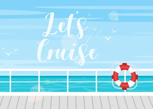 Fondo de dibujos animados de 5 x 3 pies, diseño de crucero, fondo de fotografía de barco de crucero, temática náutica, decoraciones de fiesta de