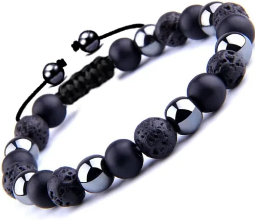 Pulsera de triple protección para traer suerte y prosperidad hematita negra obsidiana ojo de tigre, pulsera Fengshui para mujeres y hombres