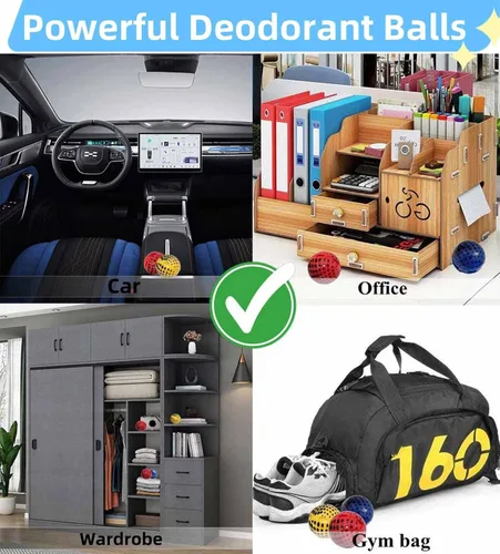 Miniatura 6 de Pelotas desodorantes para tenis, pelotas desodorantes para tenis, bolsas de gimnasio y casilleros, bolas eliminadoras de olores, paquete de 6
