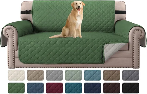 Miniatura 45 de H.VERSAILTEX Funda de sofá resistente al agua para sofá de 3 cojines, reversible, protector de muebles acolchado con correa elástica, funda de sofá
