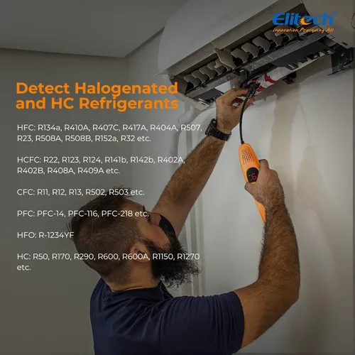 Miniatura 5 de Elitech Detector de fugas de refrigerante, detector de fugas de freón, freón Sniffer Detector de fugas de gas halógeno automotriz para R134A R410A