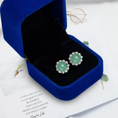 Miniatura 53 de Jade Earrings Studs,Green Jade Earrings for Women,925 Sterling Silver Earrings Studs for Sensitive Ears,Handmade Jade Earrings for Birthday
