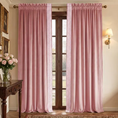 Miniatura 110 de NICETOWN Cortinas opacas de terciopelo extralargas negras de 120 pulgadas de largo para telón de fondo, cortinas de terciopelo con aislamiento Serie