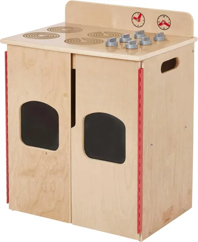 Miniatura 10 de Back2School Express Estufa de cocina para niños – Juego de juguetes de cocina de madera para niños pequeños, juego Montessori con almacenamiento