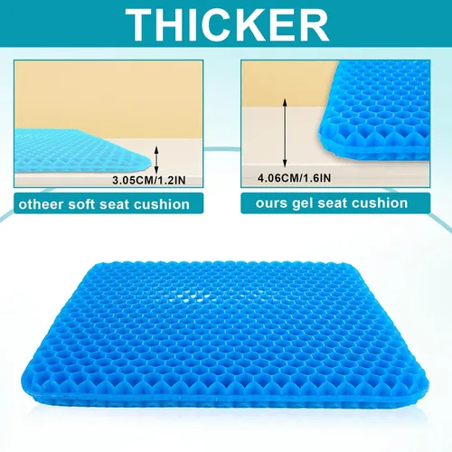 Miniatura 4 de Cojín de gel para sentarse durante mucho tiempo, cojín para silla de oficina extra grande y grueso con diseño de panal para aliviar el dolor