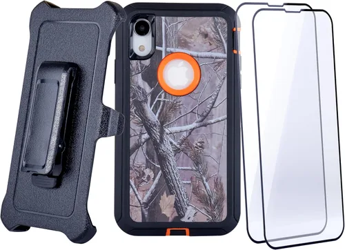 Funda para iPhone XR (6.1 pulgadas) con 2 protectores de pantalla | Resistente de cuerpo completo de grado militar protección contra caídas | Funda