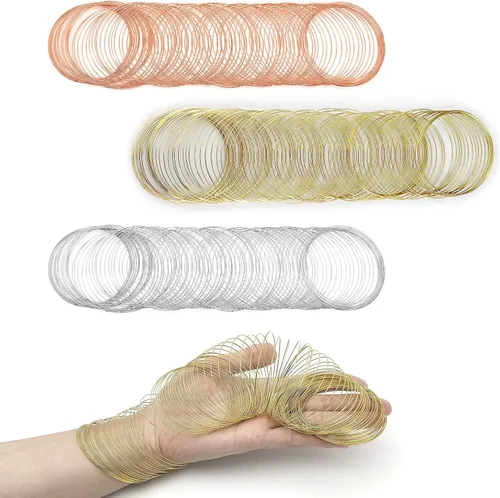300 piezas de alambre de cuentas de joyería para hacer pulseras, 3 colores de memoria, alambre de cuentas de alambre para manualidades, pulseras de