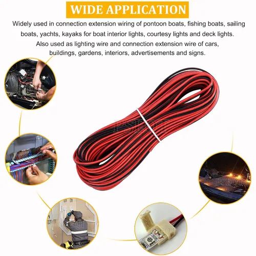 Miniatura 6 de PSEQT Cable de luces LED para barco marino, 100 pies/98.4 ft, 22 AWG, 2 pines, cable de extensión para 3528 5050 5630 tira de luz LED para pontón