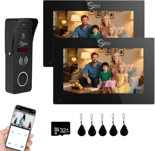Miniatura 14 de ANJIELO SMART Timbre de video con cable con monitor interior, sistema de intercomunicación de video con cable, audio bidireccional, detección
