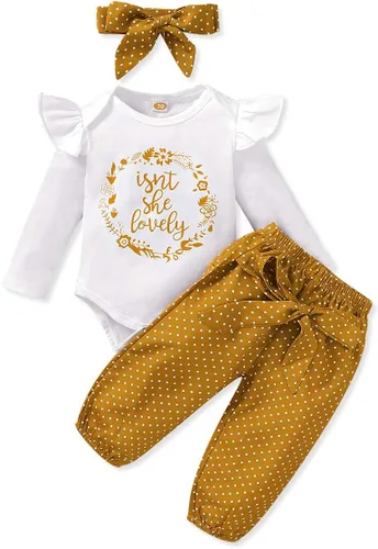 Miniatura 60 de Renotemy Conjunto de ropa para bebé recién nacida, mameluco con volantes, pantalones florales, lindo conjunto de ropa para bebé niña