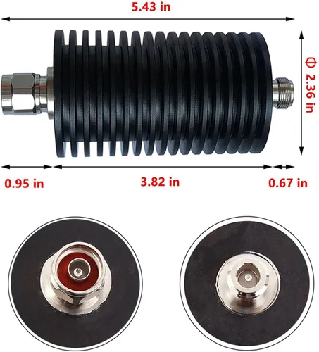 Miniatura 2 de BECEN Atenuador de conexión N 100W, 6db, CC a 3GHz, 50 ohmios