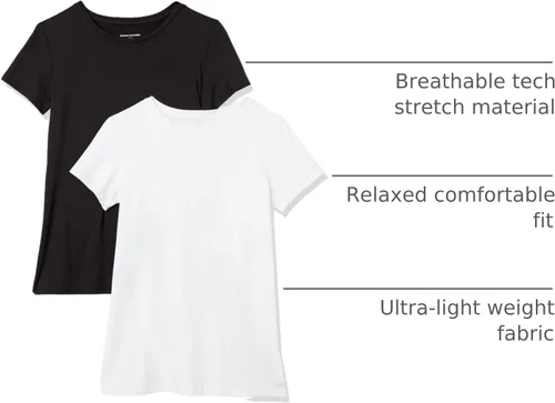 Miniatura 53 de Amazon Essentials Camiseta de manga corta con cuello redondo para mujer, de secado rápido, para entrenamiento, gimnasio, paquete múltiple