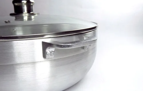 Miniatura 2 de Uniware Horno holandés Caldero de calibre pesado de aluminio con tapa de vidrio, plata (13.5 QT)