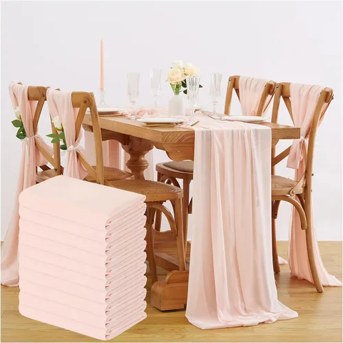 Miniatura 12 de Camino de mesa de gasa morado claro de 10 pies, paquete de 10 guirnaldas de gasa para boda, despedida de soltera, fiesta, tela transparente