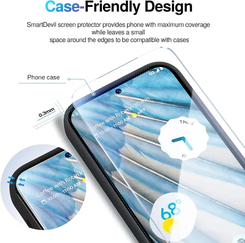 Miniatura 6 de SMARTDEVIL [Paquete de 3+3] Protector de pantalla para Google Pixel 7A con protector de lente de cámara, compatible con lector de huellas