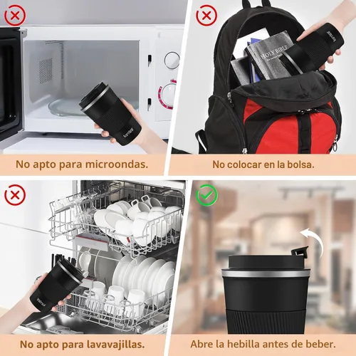 Miniatura 8 de KETIEE Taza de viaje de 12 onzas, taza de café aislada al vacío con tapa a prueba de fugas, vaso de café de viaje de acero inoxidable de doble pared
