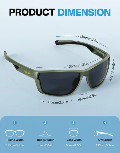 Miniatura 2 de DEAFRAIN Lentes de sol deportivos polarizados para hombres y mujeres, ideales para correr, pescar, conducir, marco irrompible con protección UV